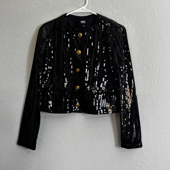 INC International Concepts Women's Black Sequin Blazer - Picture 3 of 4